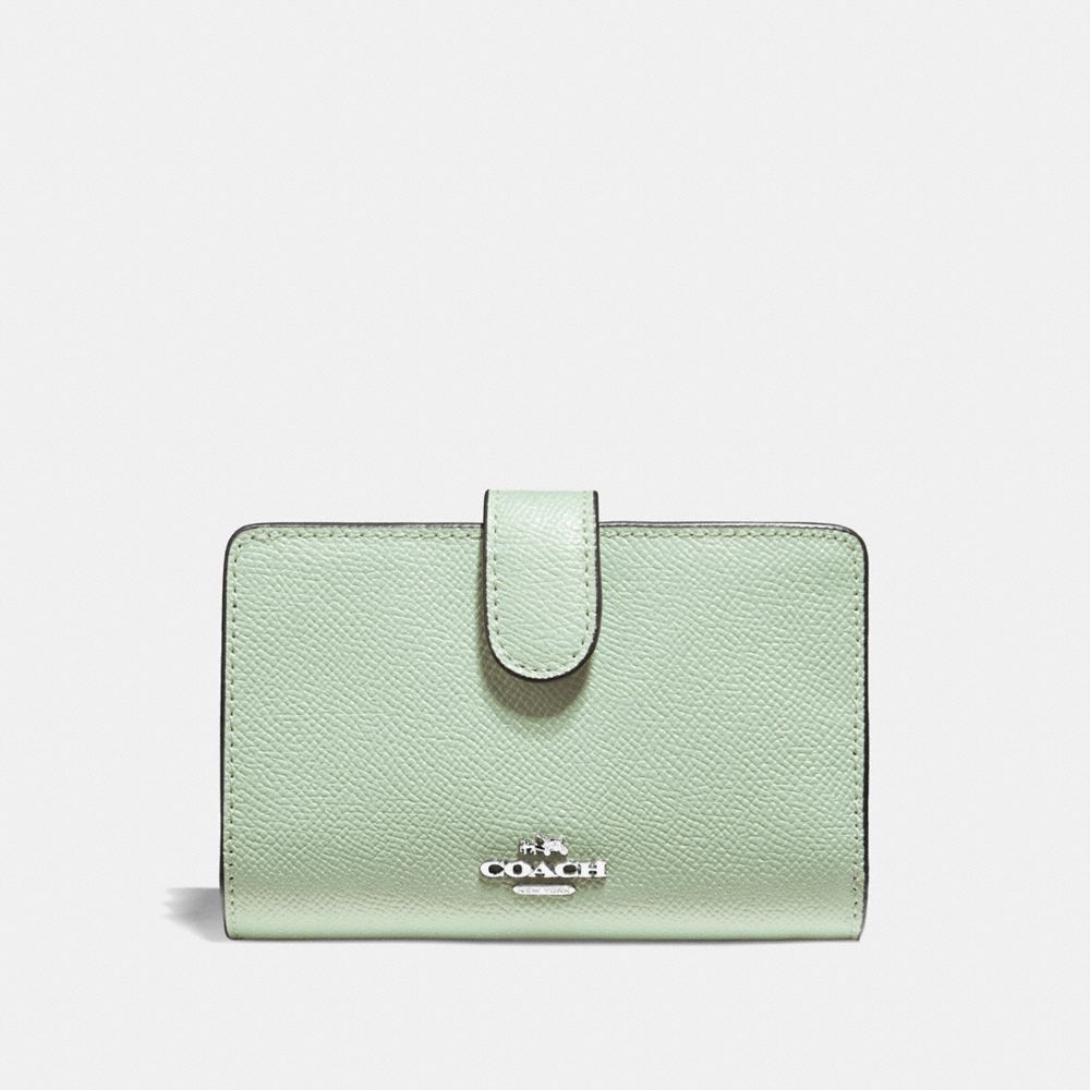 COACH F11484 Medium Corner Zip Wallet PALE GREEN/SILVER