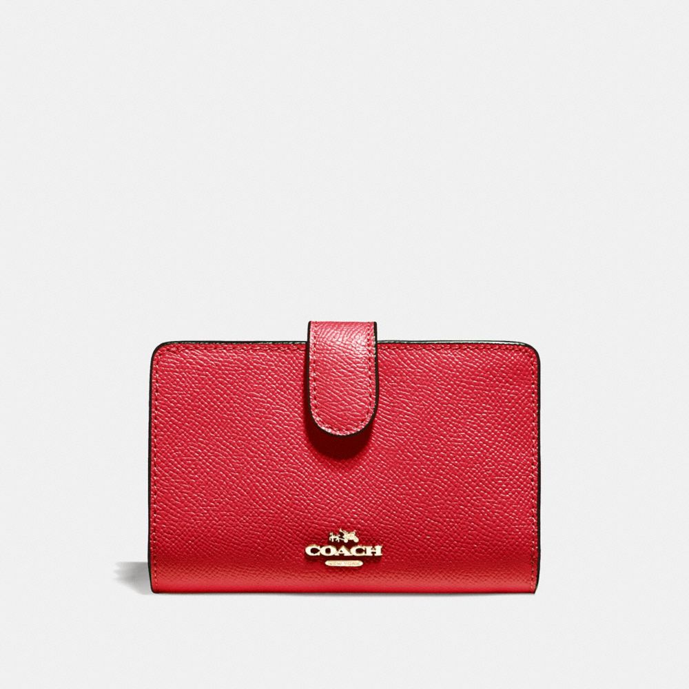 COACH MEDIUM CORNER ZIP WALLET - BRIGHT RED/SILVER - F11484