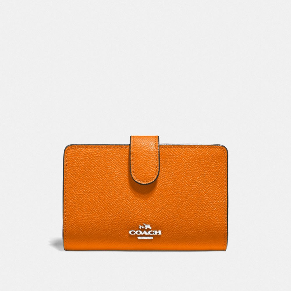 COACH F11484 - MEDIUM CORNER ZIP WALLET DARK ORANGE/SILVER