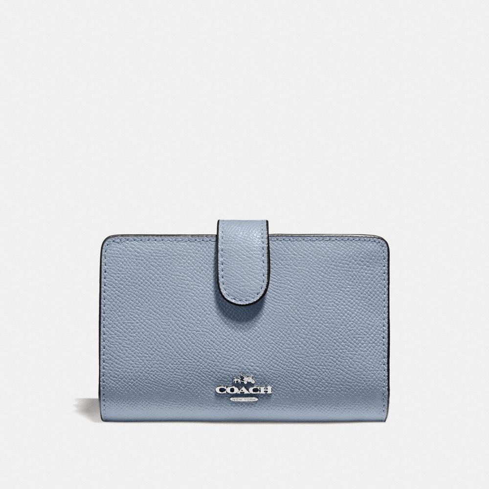 COACH F11484 Medium Corner Zip Wallet STEEL BLUE/SILVER