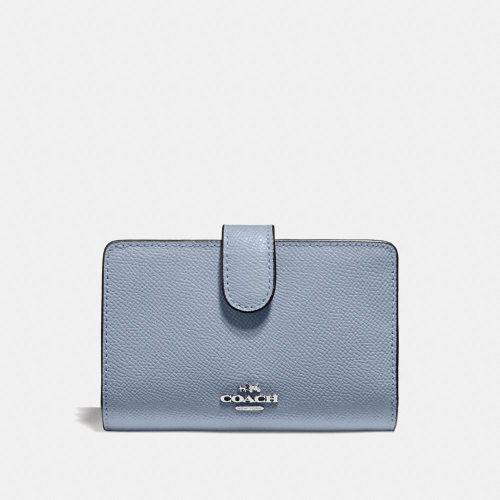 COACH F11484 MEDIUM CORNER ZIP WALLET STEEL-BLUE/SILVER