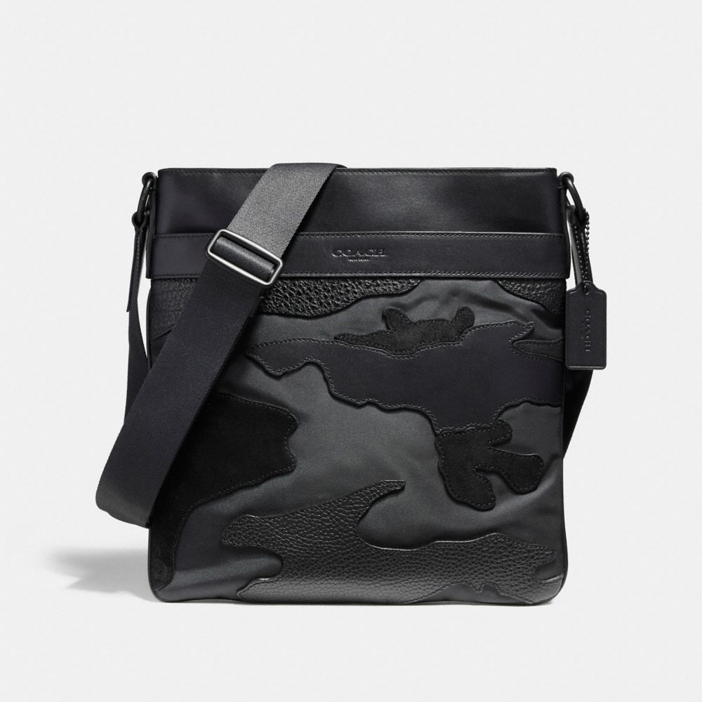 CHARLES CROSSBODY IN BLACKOUT MIXED MATERIALS - f11588 - MATTE BLACK/BLACK
