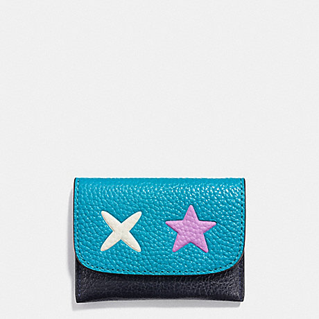 COACH F11721 STAR CARD POUCH IN SMOOTH LEATHER SILVER/MULTICOLOR-1