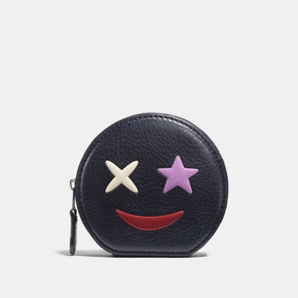 COIN CASE IN REFINED CALF LEATHER WITH STAR - COACH f11730 -  SILVER/MULTICOLOR 1