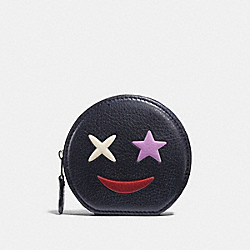 COIN CASE IN REFINED CALF LEATHER WITH STAR - COACH f11730 - SILVER/MULTICOLOR 1