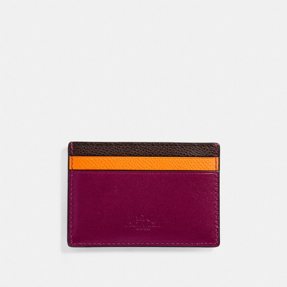FLAT CARD CASE IN GRAIN LEATHER WITH RAINBOW - COACH f11739 -  SILVER/MULTICOLOR 1