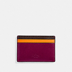 FLAT CARD CASE IN GRAIN LEATHER WITH RAINBOW - COACH f11739 - SILVER/MULTICOLOR 1