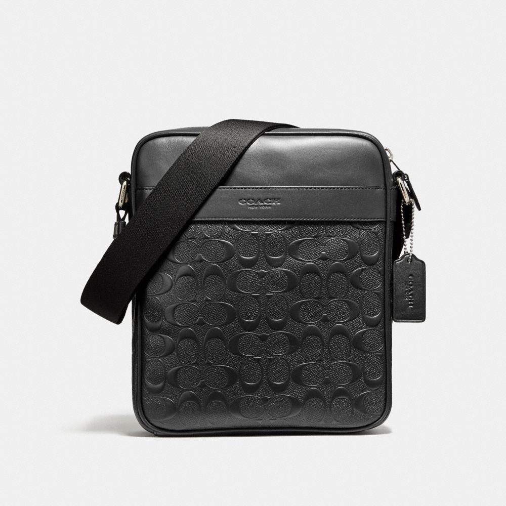 COACH F11741 CHARLES FLIGHT BAG IN SIGNATURE LEATHER BLACK/NICKEL