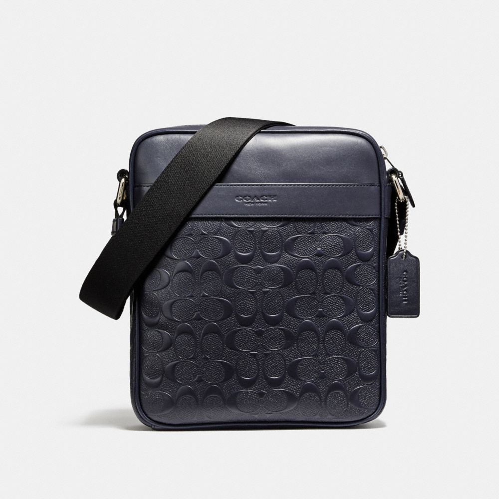 COACH CHARLES FLIGHT BAG IN SIGNATURE CROSSGRAIN LEATHER - NICKEL/MIDNIGHT - F11741