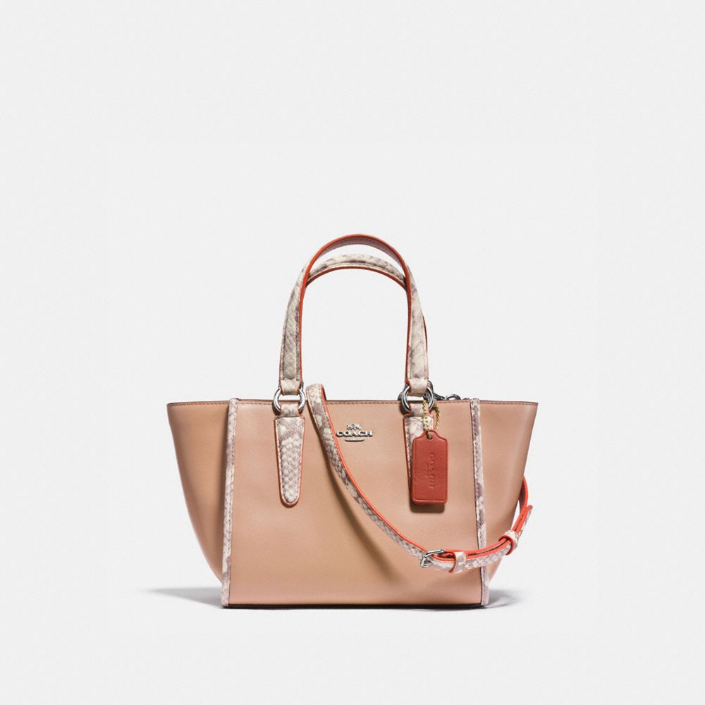CROSBY CARRYALL 21 IN NATURAL REFINED LEATHER WITH PYTHON EMBOSSED LEATHER TRIM - f11750 - SILVER/NUDE PINK MULTI