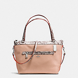 TYLER TOTE IN POLISHED PEBBLE LEATHER WITH PYTHON-EMBOSSED LEATHER TRIM - COACH f11759 - SILVER/NUDE PINK MULTI