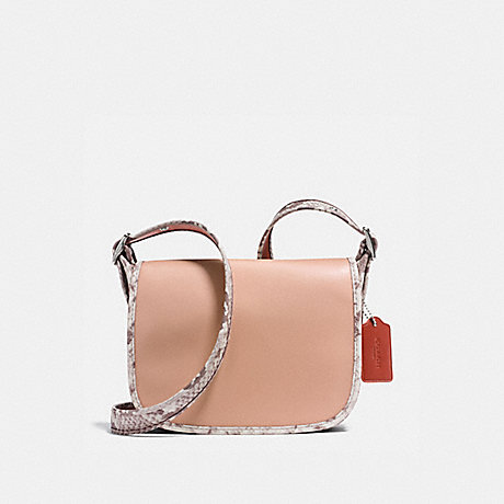 COACH F11760 PATRICIA SADDLE 23 IN NATURAL REFINED LEATHER WITH PYTHON-EMBOSSED LEATHER TRIM SILVER/NUDE-PINK-MULTI