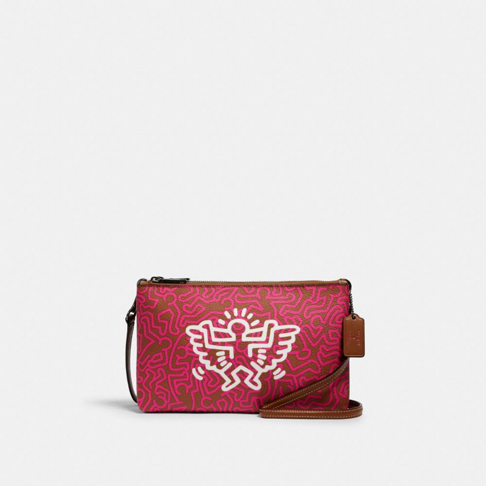 COACH F11773 KEITH HARING LYLA CROSSBODY WITH GRAPHIC PRINT QB/BRIGHT FUCHSIA SADDLE