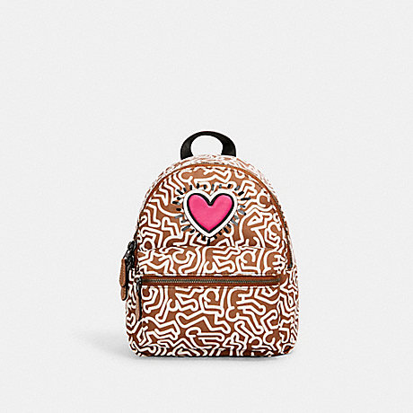 COACH F11774 KEITH HARING MINI CHARLIE BACKPACK WITH GRAPHIC PRINT QB/SADDLE MULTI