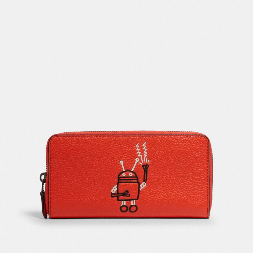 COACH F11805 - KEITH HARING ACCORDION ZIP WALLET QB/BRIGHT ORANGE