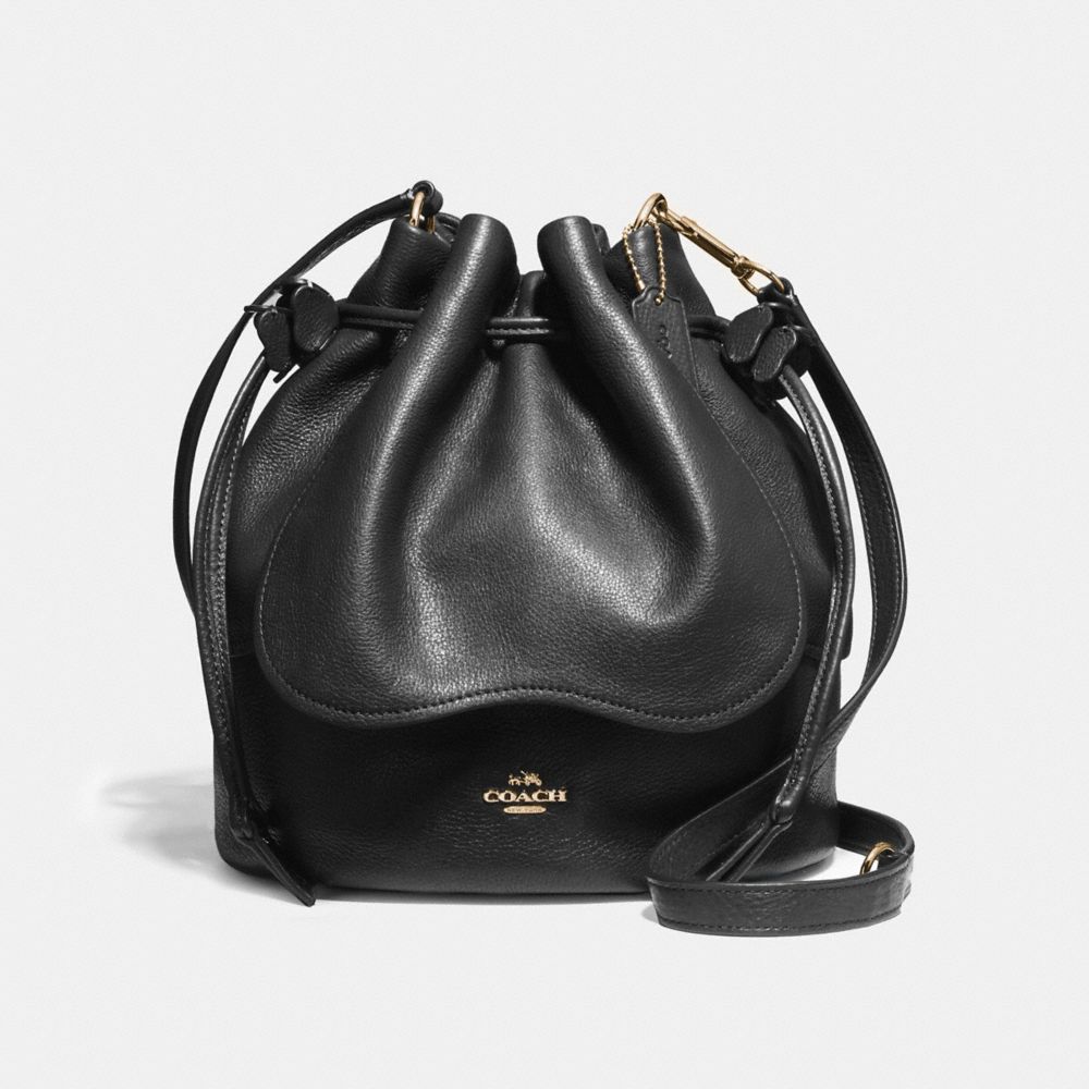 PETAL BAG 22 IN PEBBLE LEATHER - f11807 - LIGHT GOLD/BLACK