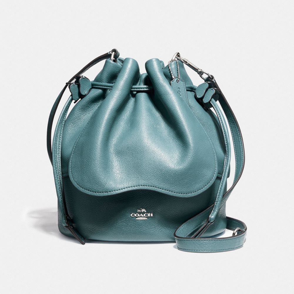 COACH F11807 PETAL BAG 22 IN PEBBLE LEATHER SILVER/DARK-TEAL