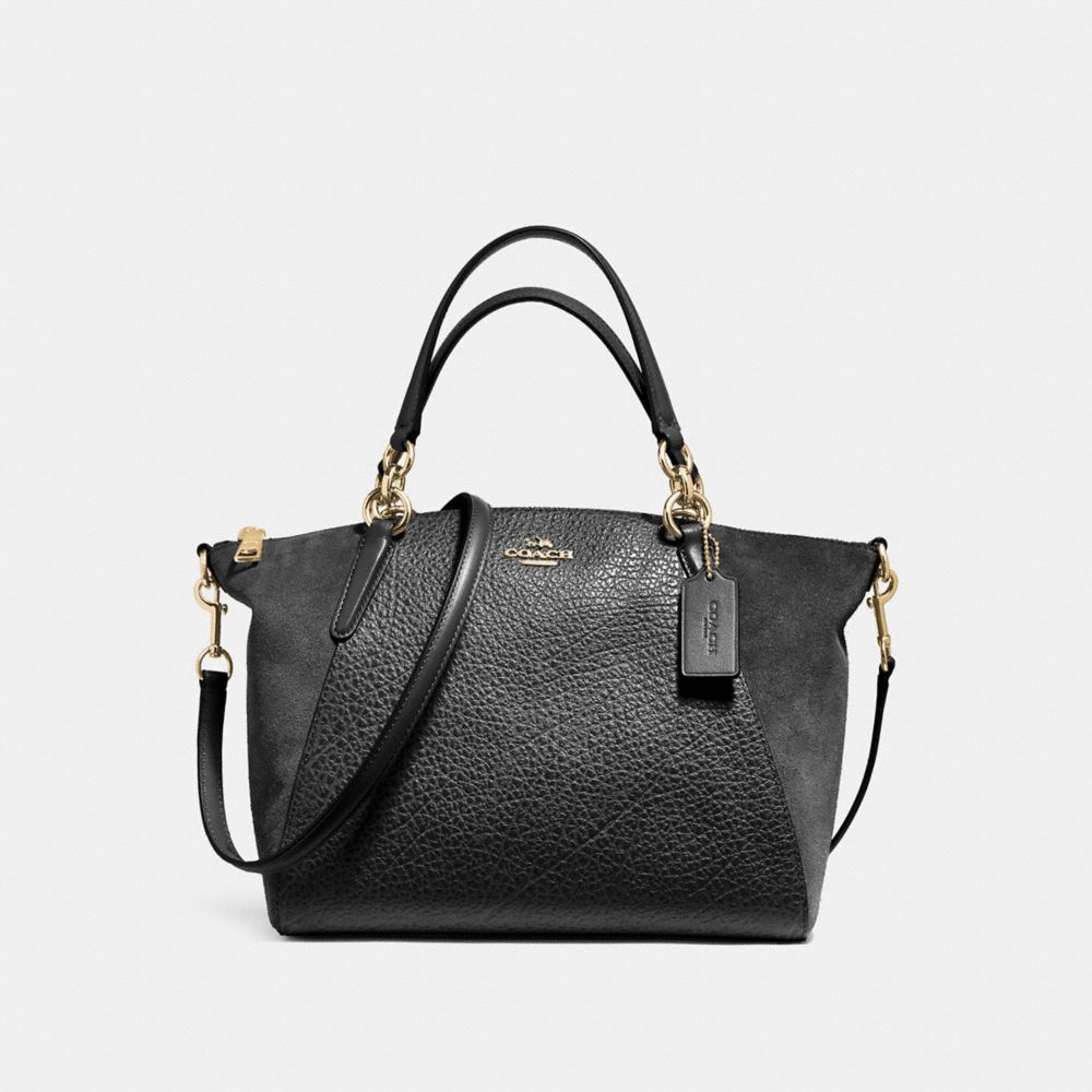 SMALL KELSEY SATCHEL IN MIXED MATERIALS - LIGHT GOLD/BLACK - COACH F11832