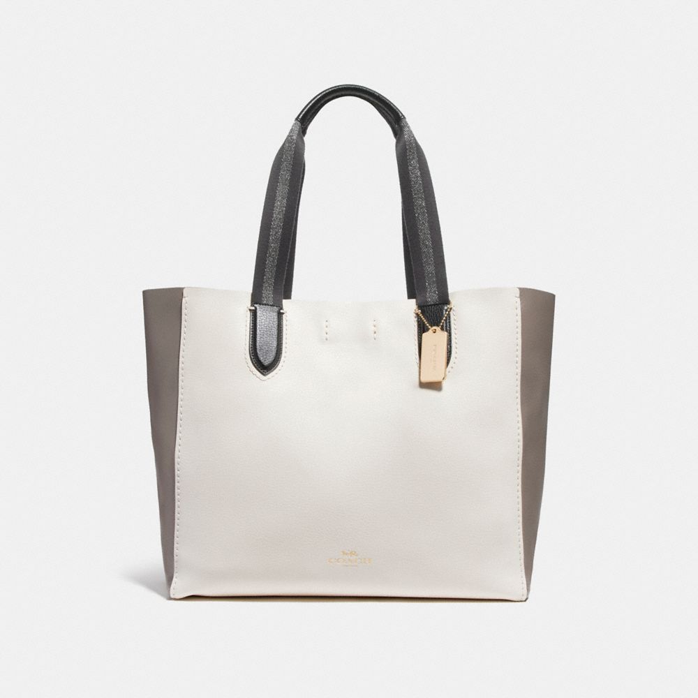 LARGE DERBY TOTE IN COLORBLOCK - CHALK MULTI/LIGHT GOLD - COACH F11833