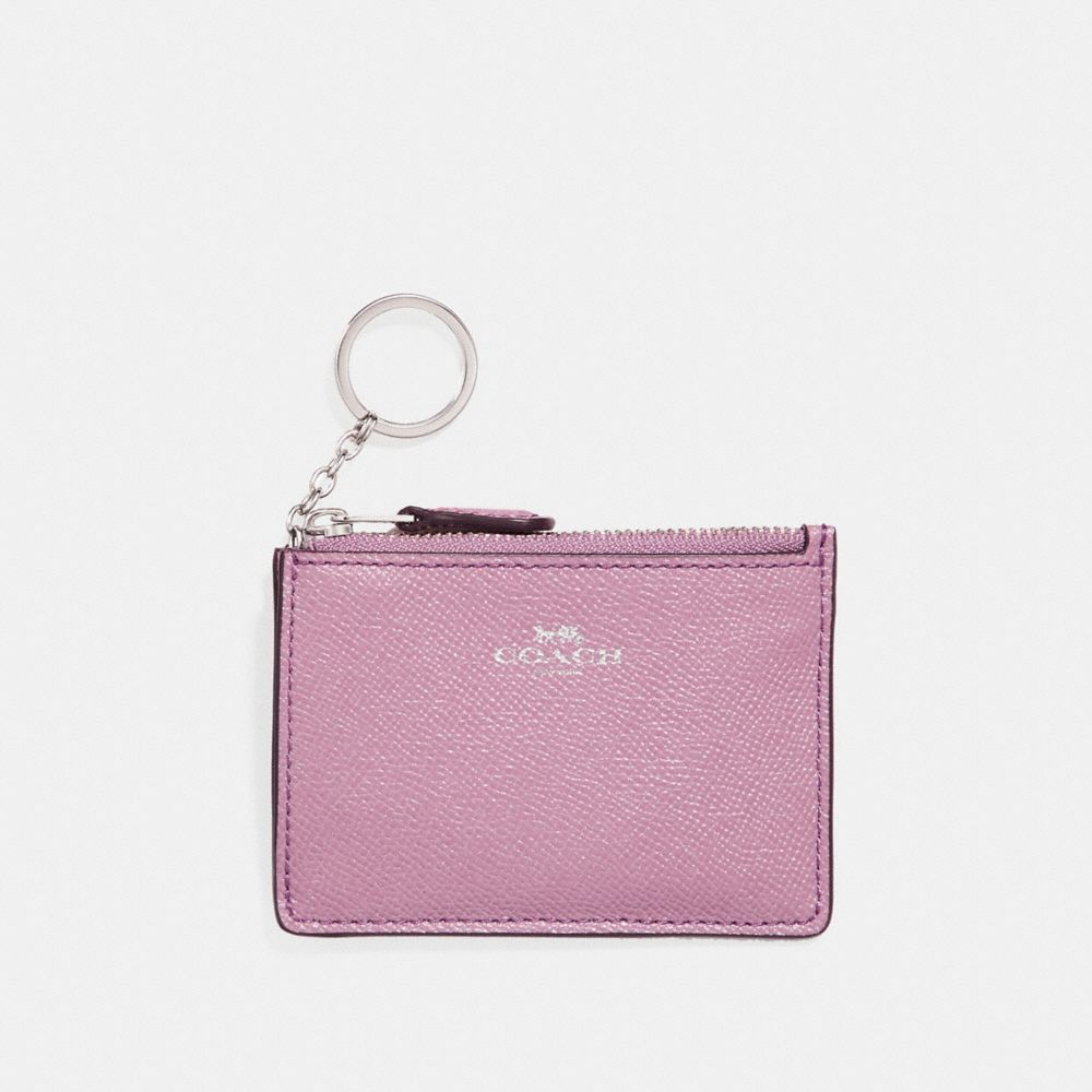 COACH MINI SKINNY ID CASE IN GLITTER CROSSGRAIN LEATHER - SILVER/LILAC - f11836