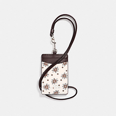 COACH F11850 ID LANYARD IN FOREST BUD PRINT COATED CANVAS SILVER/CHALK-MULTI