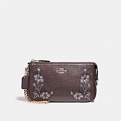 COACH F11882 Large Wristlet 19 In Natural Refined Leather With Floral Embroidery LIGHT GOLD/OXBLOOD 1