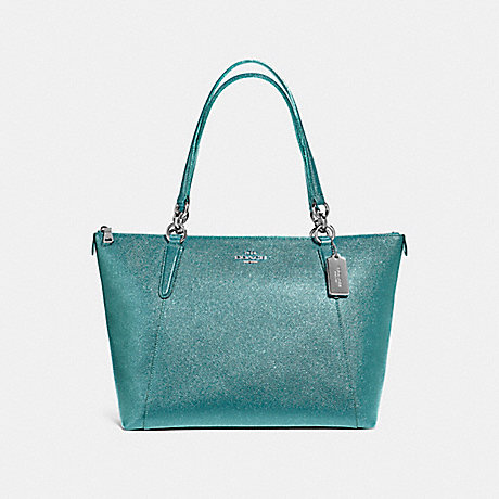 AVA TOTE IN GLITTER CROSSGRAIN LEATHER - COACH F11900 - SILVER/DARK TEAL