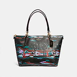 AVA TOTE IN LANDSCAPE PRINT COATED CANVAS - COACH f11901 - LIGHT GOLD/BLACK MULTI