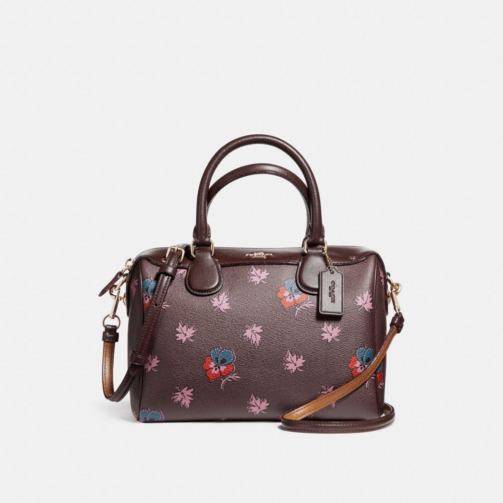 MINI BENNETT SATCHEL WITH WILDFLOWER PRINT - COACH f11918 -  oxblood 1/LIGHT GOLD