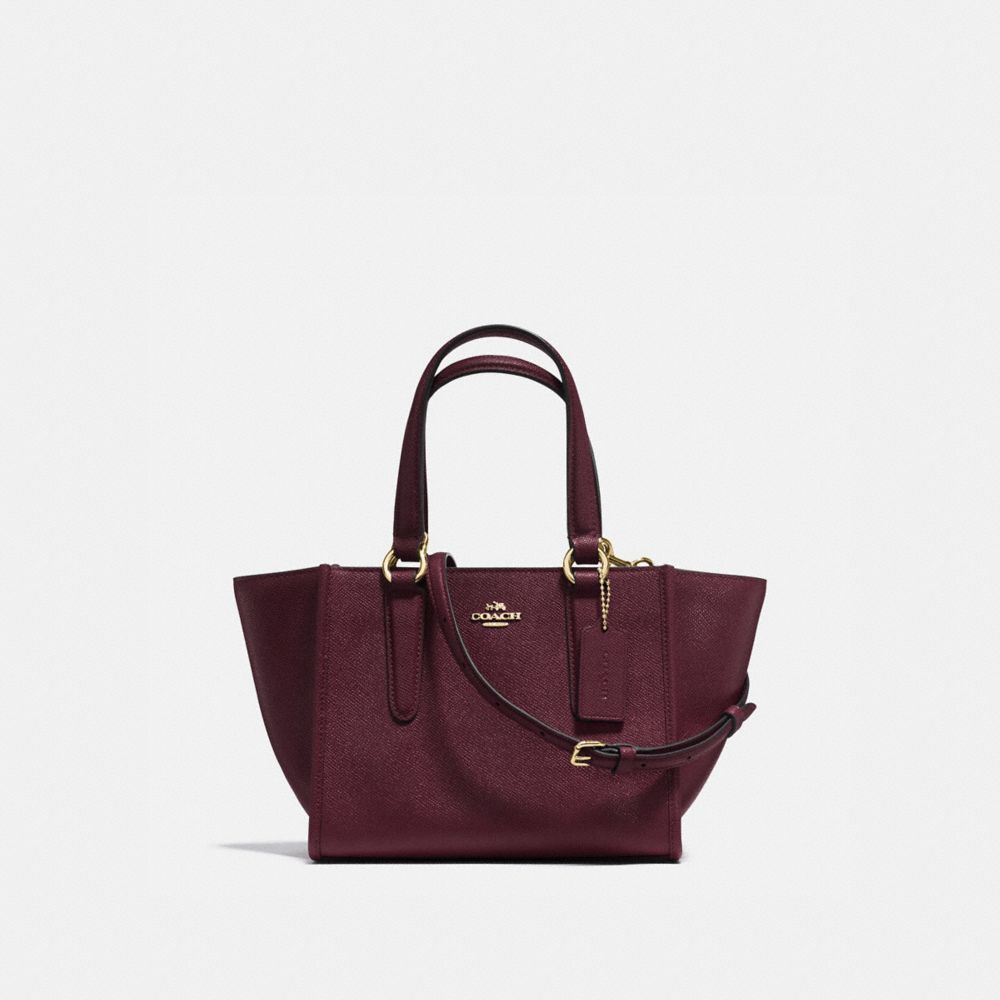 COACH f11925 CROSBY CARRYALL 21 IN CROSSGRAIN LEATHER LIGHT GOLD/OXBLOOD 1