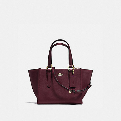 COACH f11925 CROSBY CARRYALL 21 IN CROSSGRAIN LEATHER LIGHT GOLD/OXBLOOD 1
