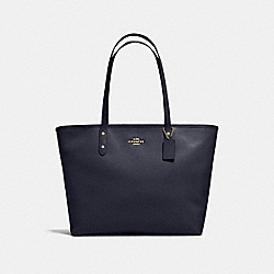 COACH LARGE CITY ZIP TOTE IN CROSSGRAIN LEATHER - IMITATION GOLD/MIDNIGHT - F11926