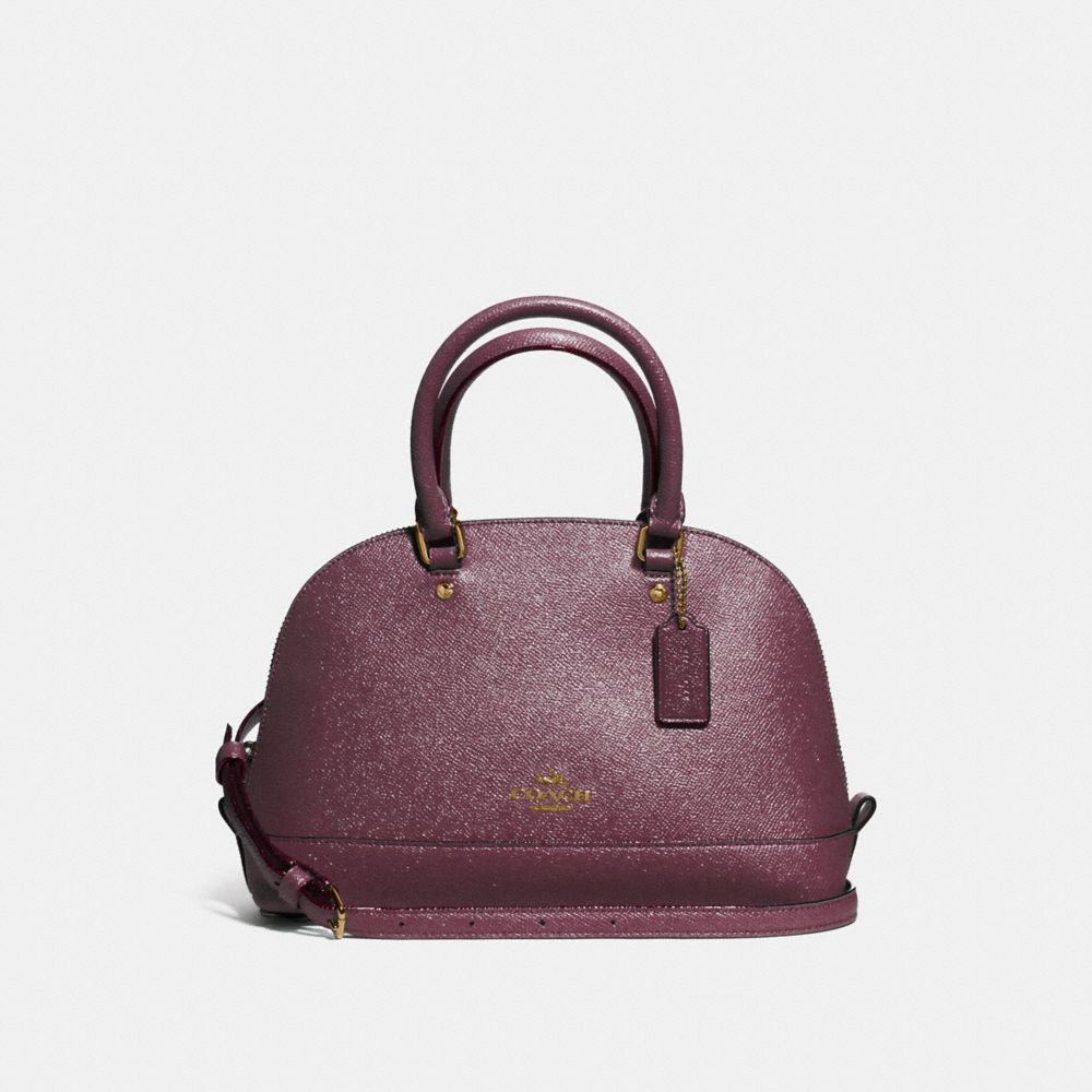 MINI SIERRA SATCHEL IN GLITTER CROSSGRAIN LEATHER - COACH f11927  - LIGHT GOLD/OXBLOOD 1