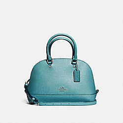 COACH F11927 Mini Sierra Satchel In Glitter Crossgrain Leather SILVER/DARK TEAL