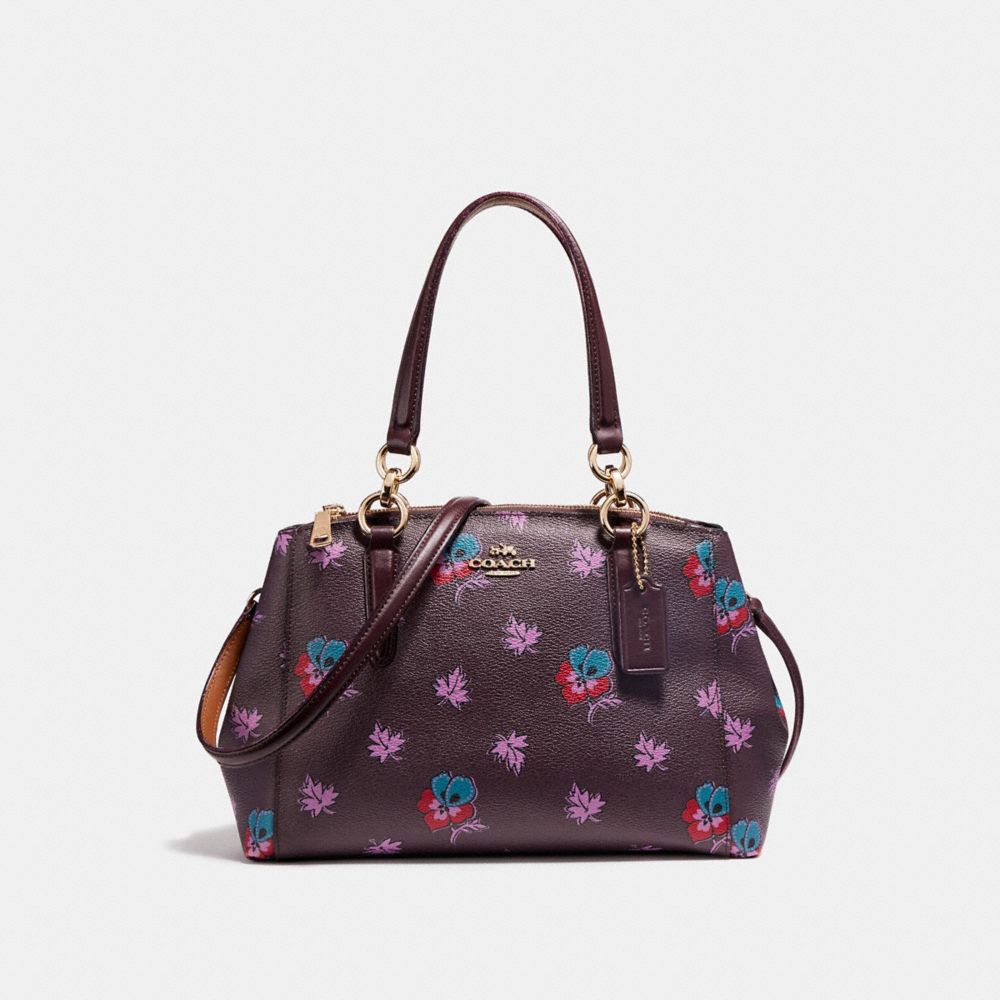 MINI CHRISTIE CARRYALL IN WILDFLOWER PRINT COATED CANVAS - LIGHT GOLD/OXBLOOD 1 - COACH F11932