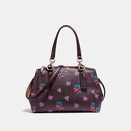 COACH MINI CHRISTIE CARRYALL IN WILDFLOWER PRINT COATED CANVAS - LIGHT GOLD/OXBLOOD 1 - f11932