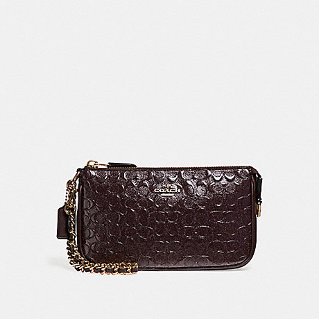 COACH LARGE WRISTLET 19 IN SIGNATURE DEBOSSED PATENT LEATHER - LIGHT GOLD/OXBLOOD 1 - f11940