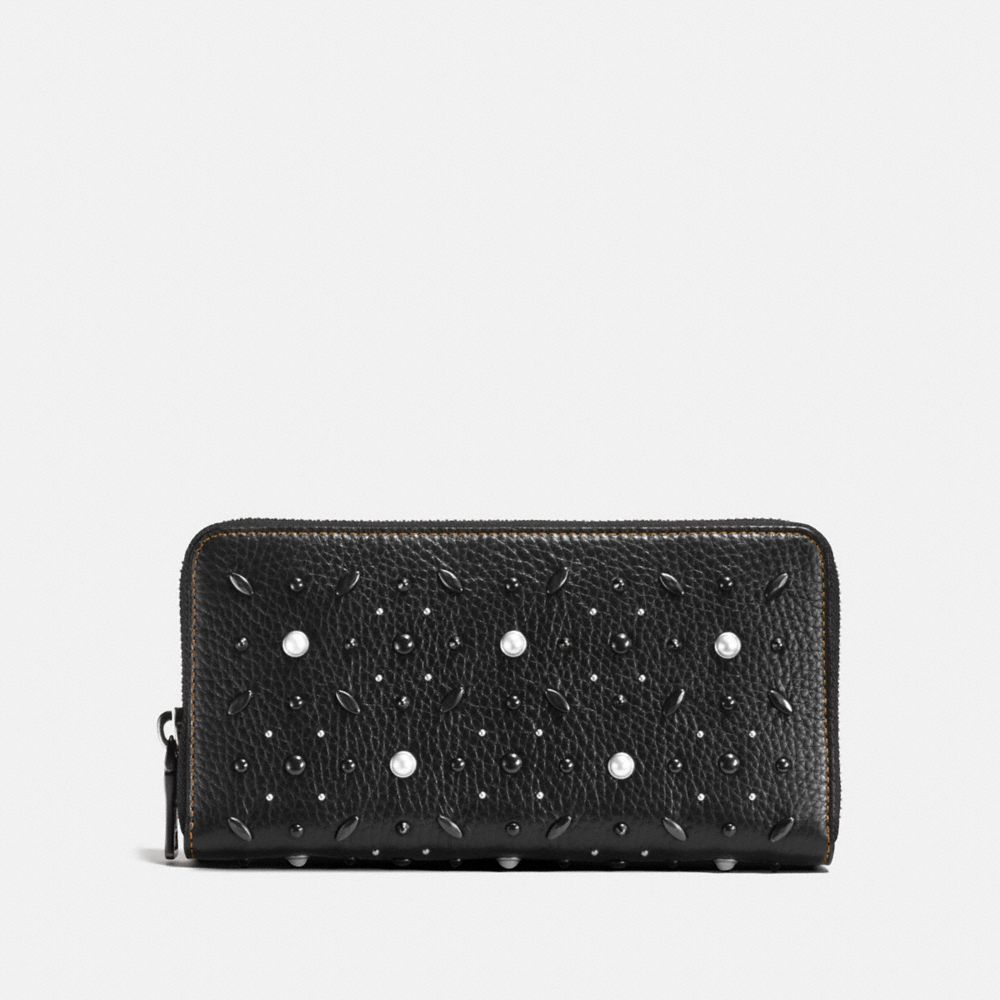 ACCORDION ZIP WALLET WITH PRAIRIE RIVETS - COACH F11943 - BLACK/BLACK COPPER