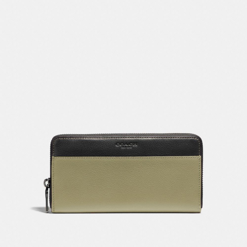 COACH ACCORDION WALLET IN COLORBLOCK LEATHER - MILITARY GREEN/BLACK - F11947