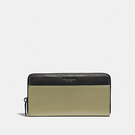 COACH ACCORDION WALLET IN COLORBLOCK LEATHER - MILITARY GREEN/BLACK - f11947