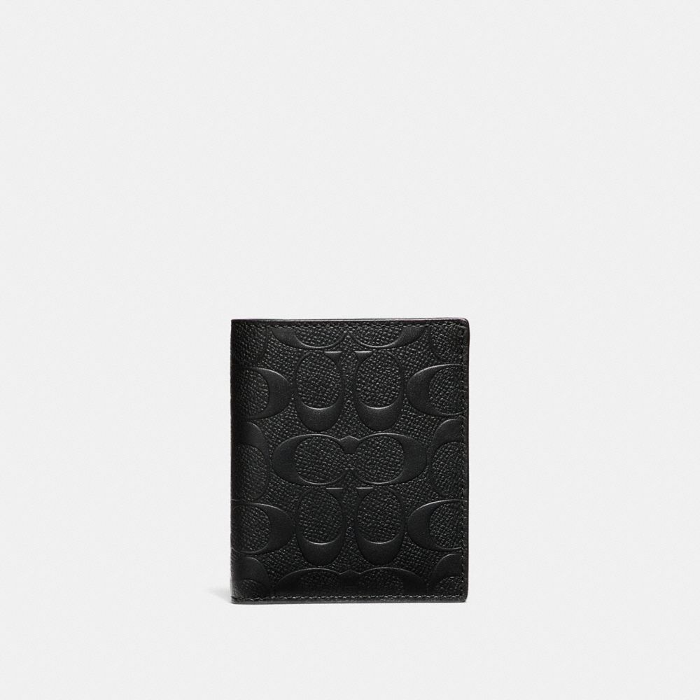 COACH F11970 Slim Wallet In Signature Crossgrain Leather BLACK