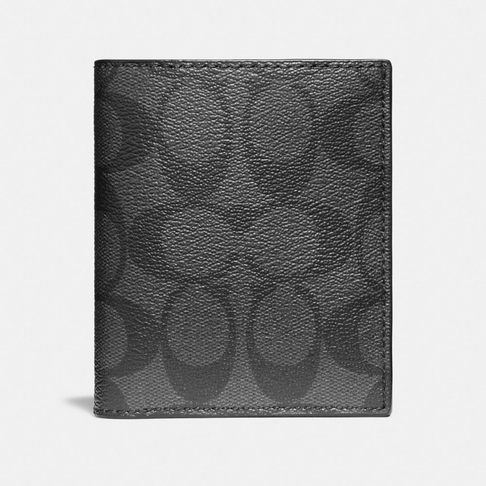 COACH F11971 Slim Wallet In Signature Coated Canvas CHARCOAL/BLACK