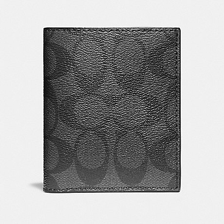 COACH F11971 SLIM WALLET IN SIGNATURE COATED CANVAS CHARCOAL/BLACK