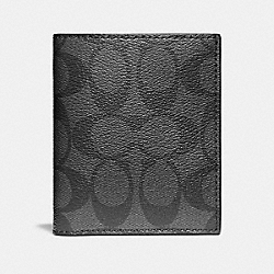 SLIM WALLET IN SIGNATURE COATED CANVAS - COACH f11971 - CHARCOAL/BLACK