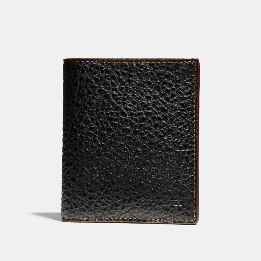 SLIM COIN WALLET IN BUFFALO EMBOSSED LEATHER - BLACK - COACH F11989