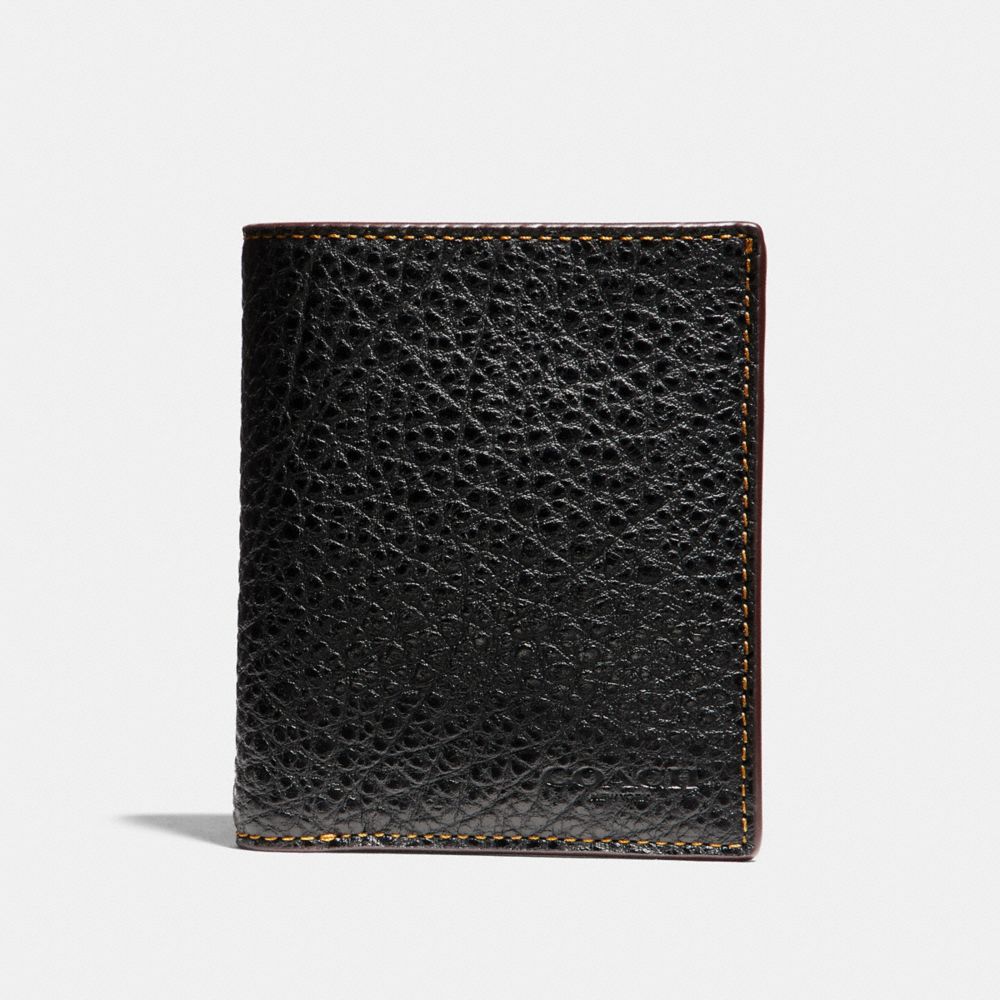 COACH f11989 SLIM COIN WALLET IN BUFFALO EMBOSSED LEATHER BLACK