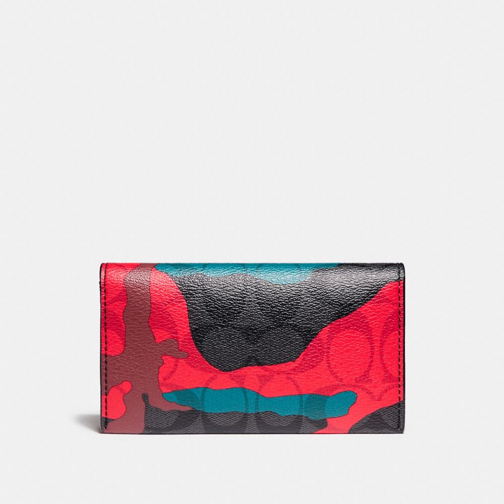 COACH F12000 Universal Phone Case In Signature Camo Coated Canvas CHARCOAL/RED CAMO