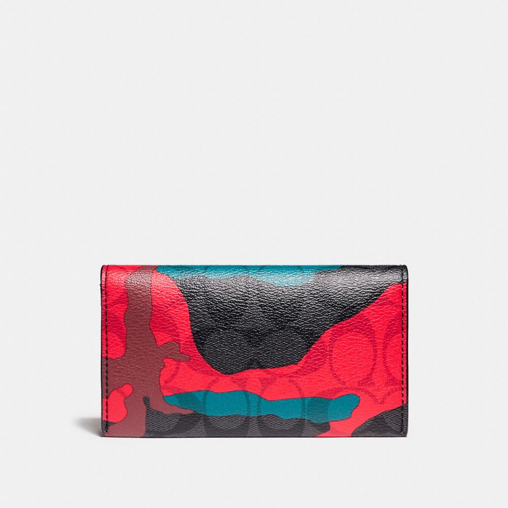 COACH UNIVERSAL PHONE CASE IN SIGNATURE CAMO COATED CANVAS - CHARCOAL/RED CAMO - f12000