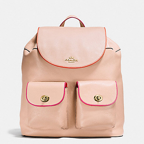 COACH f12014 BILLIE BACKPACK IN NATURAL REFINED PEBBLE LEATHER WITH MULTI EDGEPAINT IMITATION GOLD/NUDE PINK MULTI