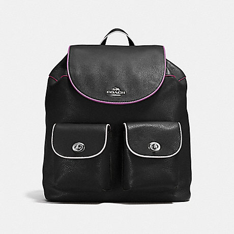 COACH F12014 BILLIE BACKPACK IN NATURAL REFINED PEBBLE LEATHER WITH MULTI EDGEPAINT SILVER/BLACK-MULTI